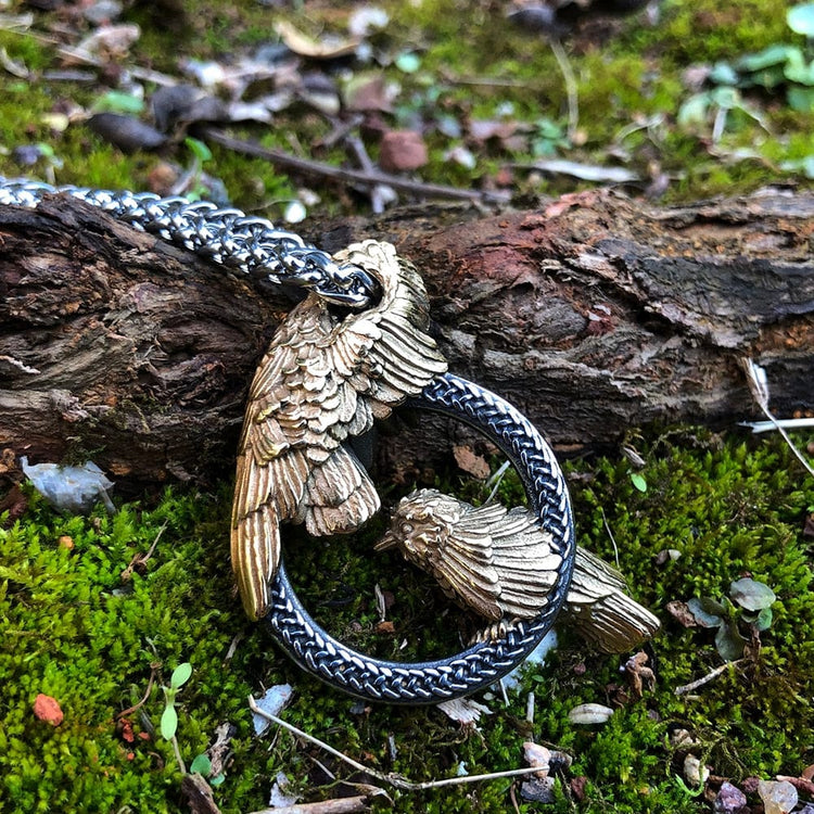 Odin's messenger ravens necklace in stainless steel