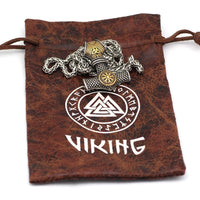 Thor's hammer necklace with terror helmet - Vegvisir