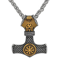 Thor's hammer necklace with terror helmet - Vegvisir