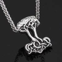 Mjolnir necklace in the shape of Yggdrasil