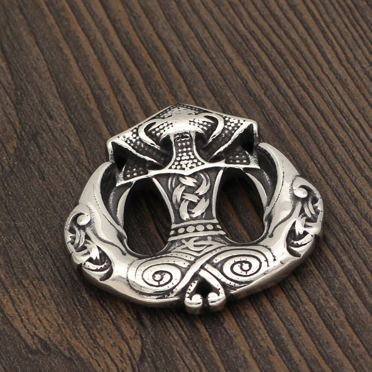 Mjolnir necklace - Thor's hammer with beaks of odin's ravens