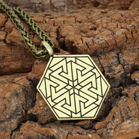 Necklace with carved spirit guide Vegvisir