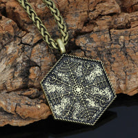 Necklace with carved spirit guide Vegvisir