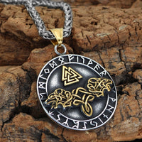 Necklace Valknut wolves of Odin