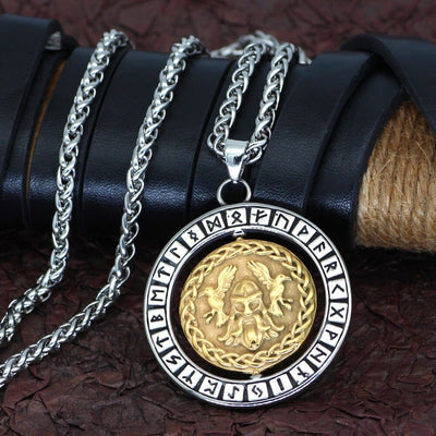 Odin's face necklace with his 2 ravens
