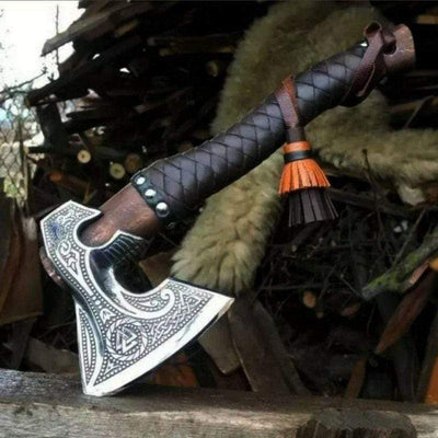 Ragnar Viking Battle Axe With Leather Wrapped Rosewood Shaft – Vikings of  Valhalla US