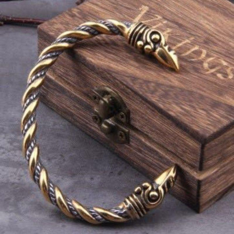Viking Loyalty Bracelet - Odin's Crows Gold