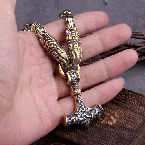 Collier Collier de roi viking - Symbole de la puissance de Thor - Symbole du dragon - Odins Hall