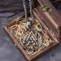 Valknut necklace with dragon guardian of souls