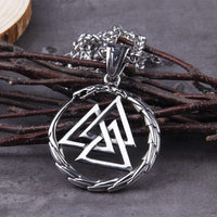 Valknut necklace with dragon guardian of souls