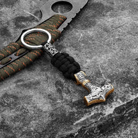 Viking hammer of Thor keychain in paracord and stainless steel
