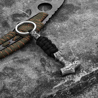 Viking hammer of Thor keychain in paracord and stainless steel