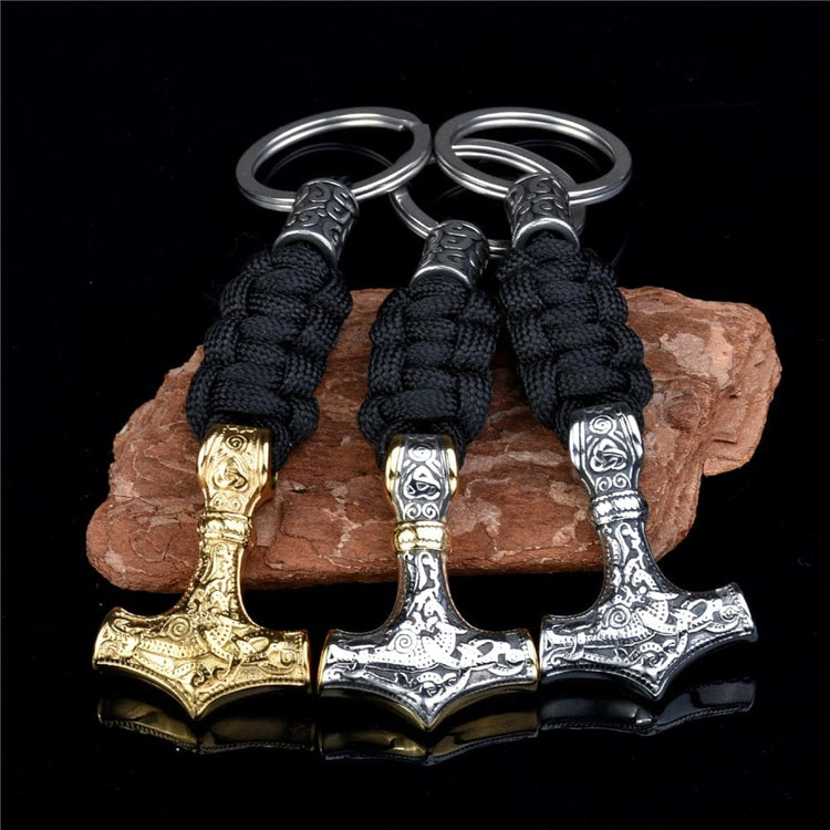 Viking hammer of Thor keychain in paracord and stainless steel