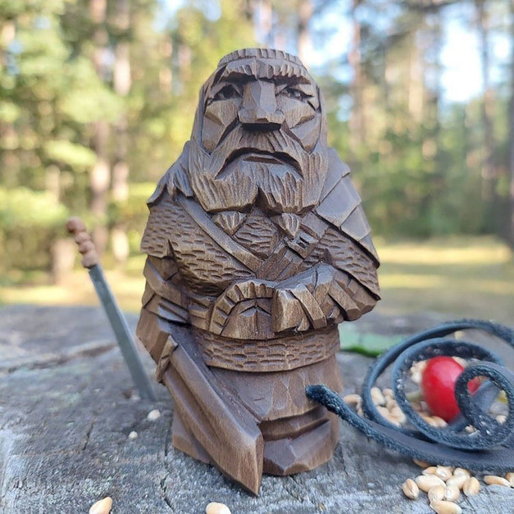 Wooden Viking statuette of Nordic gods